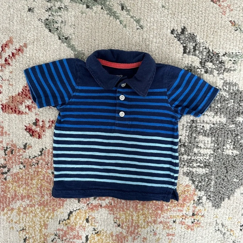 5/$15 Carter’s Stripe Polo short sleeve shirt 3 months baby boy euc